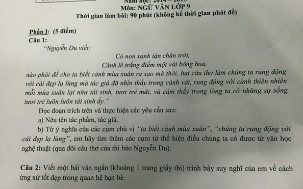 Đề bóng đá tỷ lệ kèo nhà cái ngữ văn lớp 9 “gài bẫy” học sinh?
