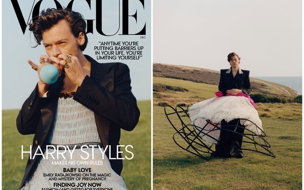 Tranh cãi dữ dội việc nam ca sĩ Harry Styles mặc đầm lên Vogue