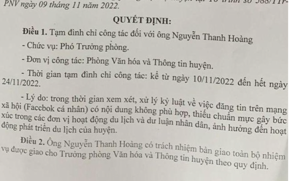Đề nghị thu hồi quyết định tạm tỷ lệ bóng đá kèo nhà cái công tác phó phòng văn hóa