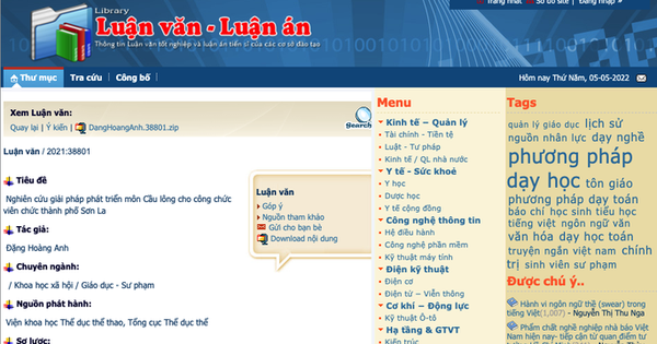 Luận án tiến sĩ "Nghiên cứu phát triển môn cầu lông" bị đánh giá không đạt