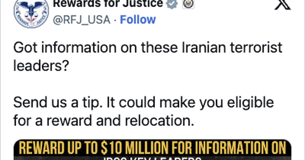 Mỹ treo thưởng lớn tìm thông tin giới lãnh đạo cấp cao Iran
