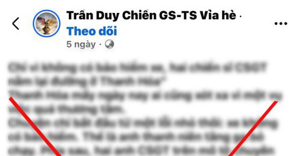 Thông tin 2 CSGT Thanh Hóa tử vong khi đuổi người vi phạm giao thông là sai sự thật