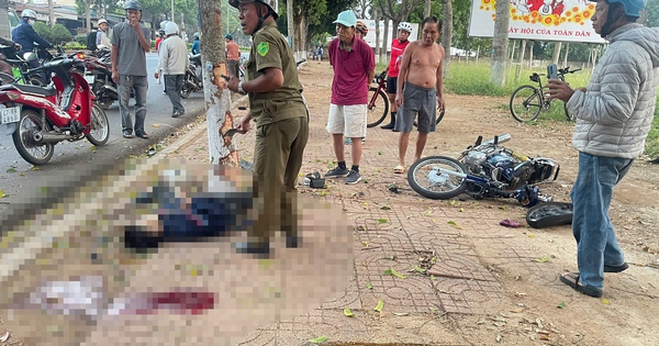 Xe máy chở 3 tông vào gốc cây, 2 thiếu niên tử vong