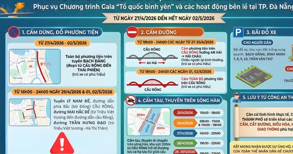 Lễ 30-4, Đà Nẵng cấm đường cầu Rồng, siết dừng đỗ hàng loạt tuyến ven sông Hàn