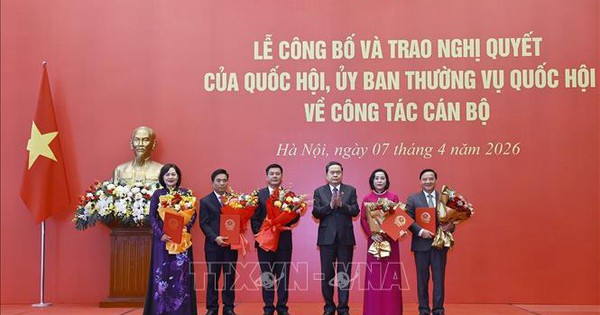Chủ tịch Quốc hội Trần Thanh Mẫn trao Nghị quyết về công tác cán bộ