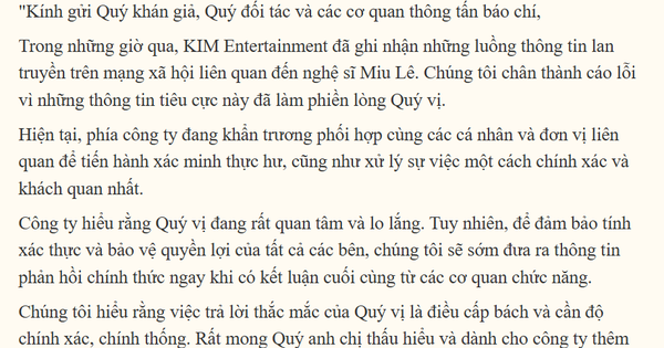 Phía Miu Lê lên tiếng về tin "bị điều tra liên quan đến ma túy ở Hải Phòng"