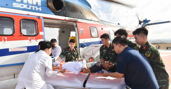 Trực thăng xuyên đêm đưa 2 bệnh nhân nguy kịch từ đảo về đất liền