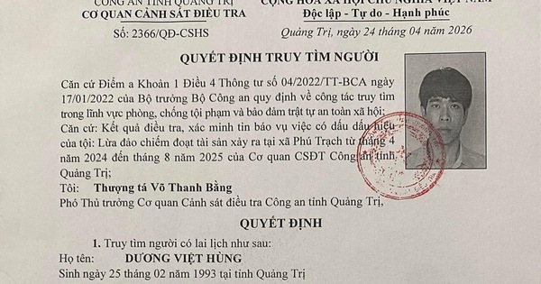 Công an tỉnh Quảng Trị truy tìm người đàn ông có tên Dương Viết Hùng