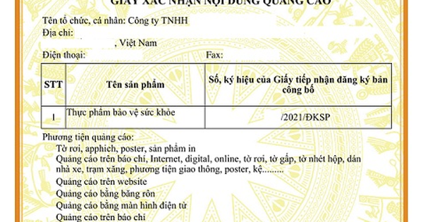 Thay đổi cơ quan cấp phép quảng cáo thực phẩm bảo vệ sức khỏ