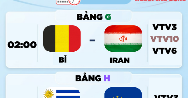 Lịch thi đấu World Cup 2026 từ rạng sáng 22-6: Bỉ đấu Iran