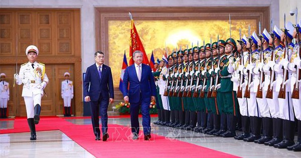 Thủ tướng Lê Minh Hưng chủ trì lễ đón chính thức Thủ tướng Campuchia
